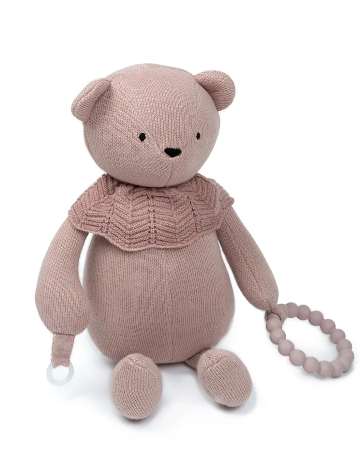 Aktivitets bamse, strikket pudder/ lys rosa