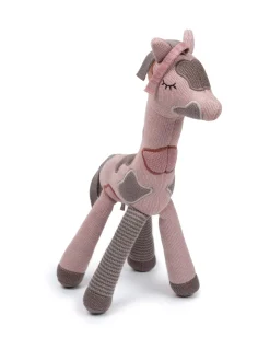 Aktivitets giraf, strikket rosa/ sand