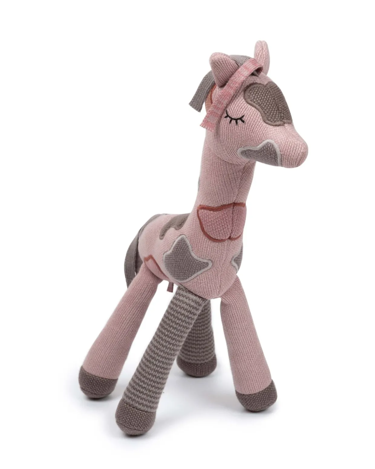 Aktivitets giraf, strikket rosa/ sand