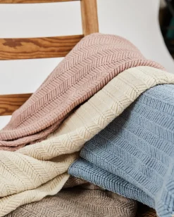 Babytæppe, fishbone strik, uld