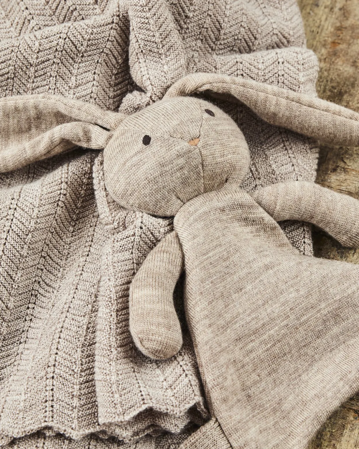 Babytæppe i merino uld, natur