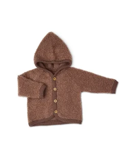 Cardigan bouclé merino uld, rose brown