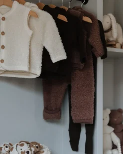 Cardigan bouclé merino uld, off white