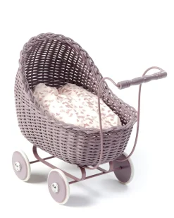 Dukkevogn naturflet, mørk rosa