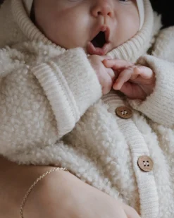 Jumpsuit bouclé merino uld, off white