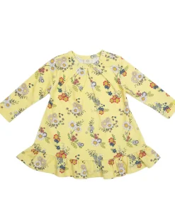 Kjole LS/ flæser, flower garden, lys gul