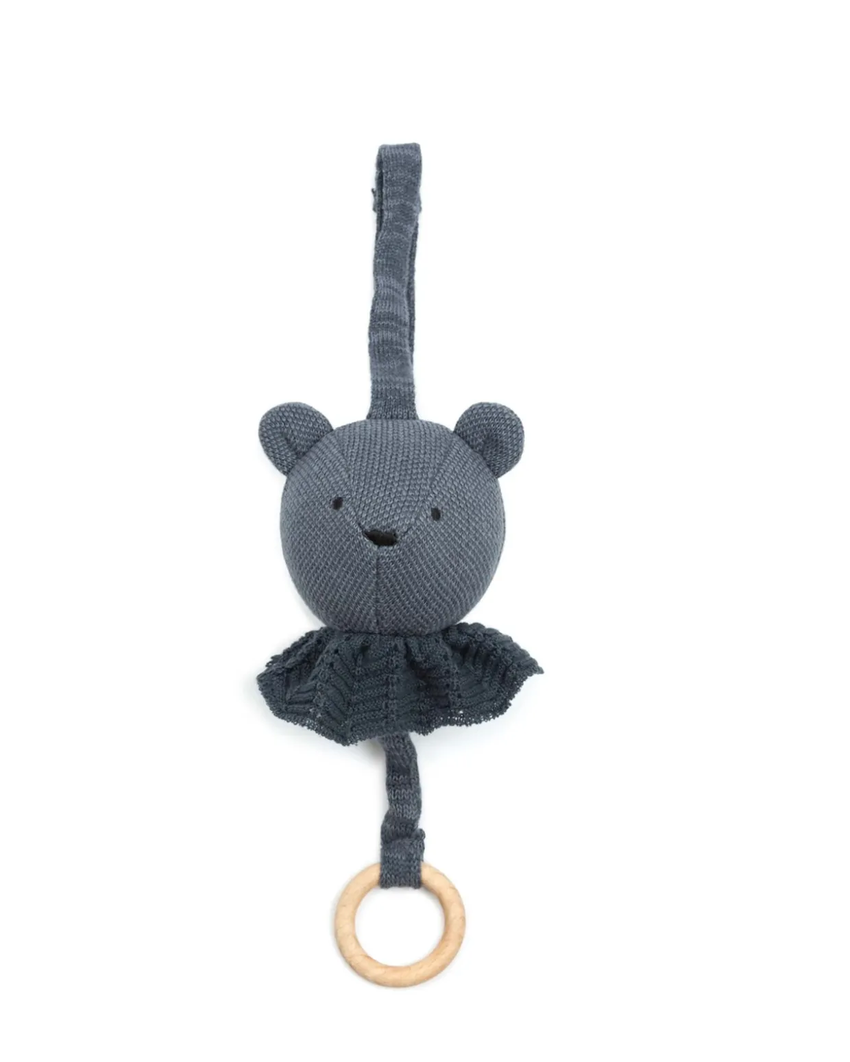 Musik uro, bamse, strikket mørk denim/ denim