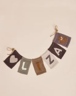 Strikket flag, hjerte, rosa