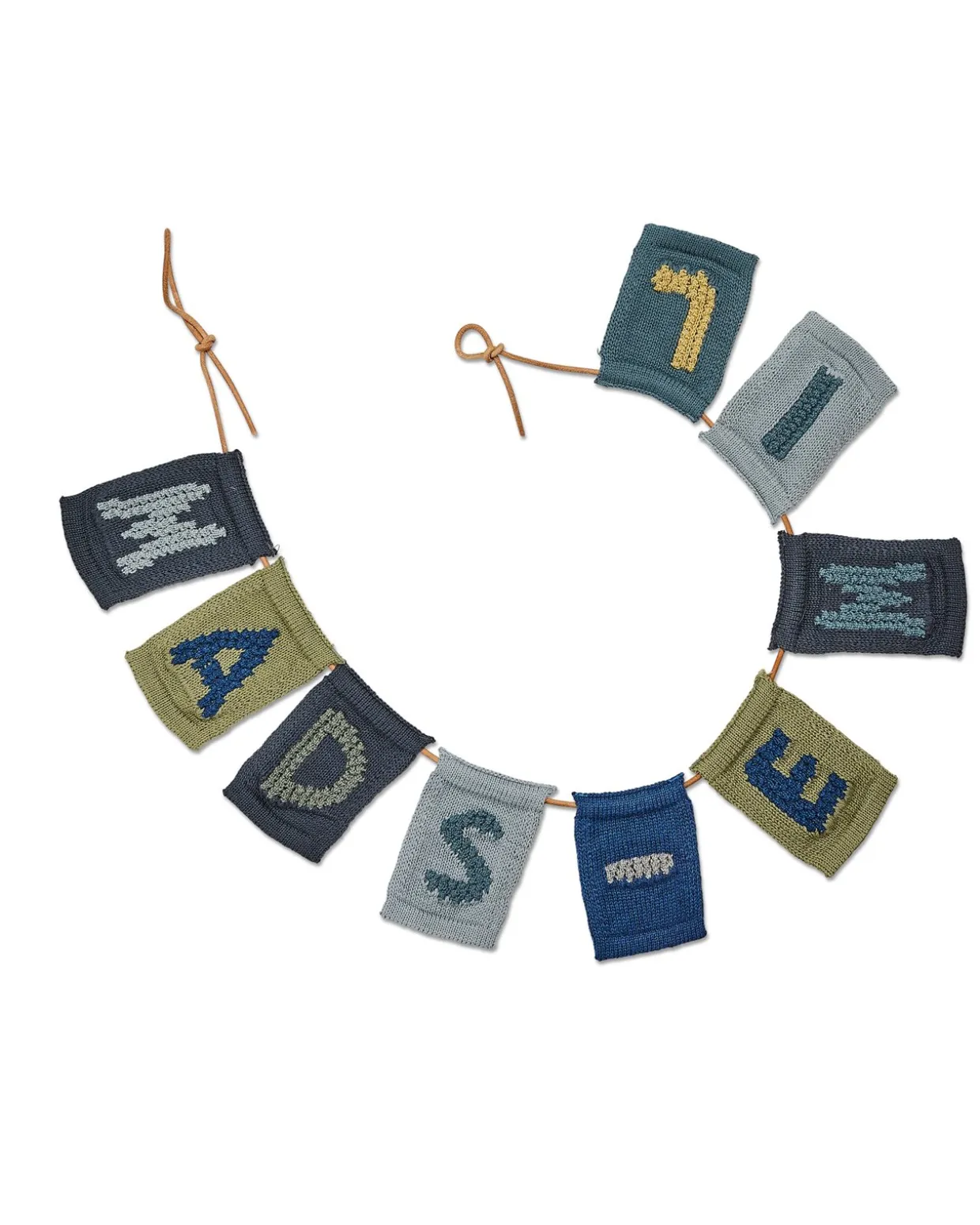 Strikket bogstav bindestreg, blå