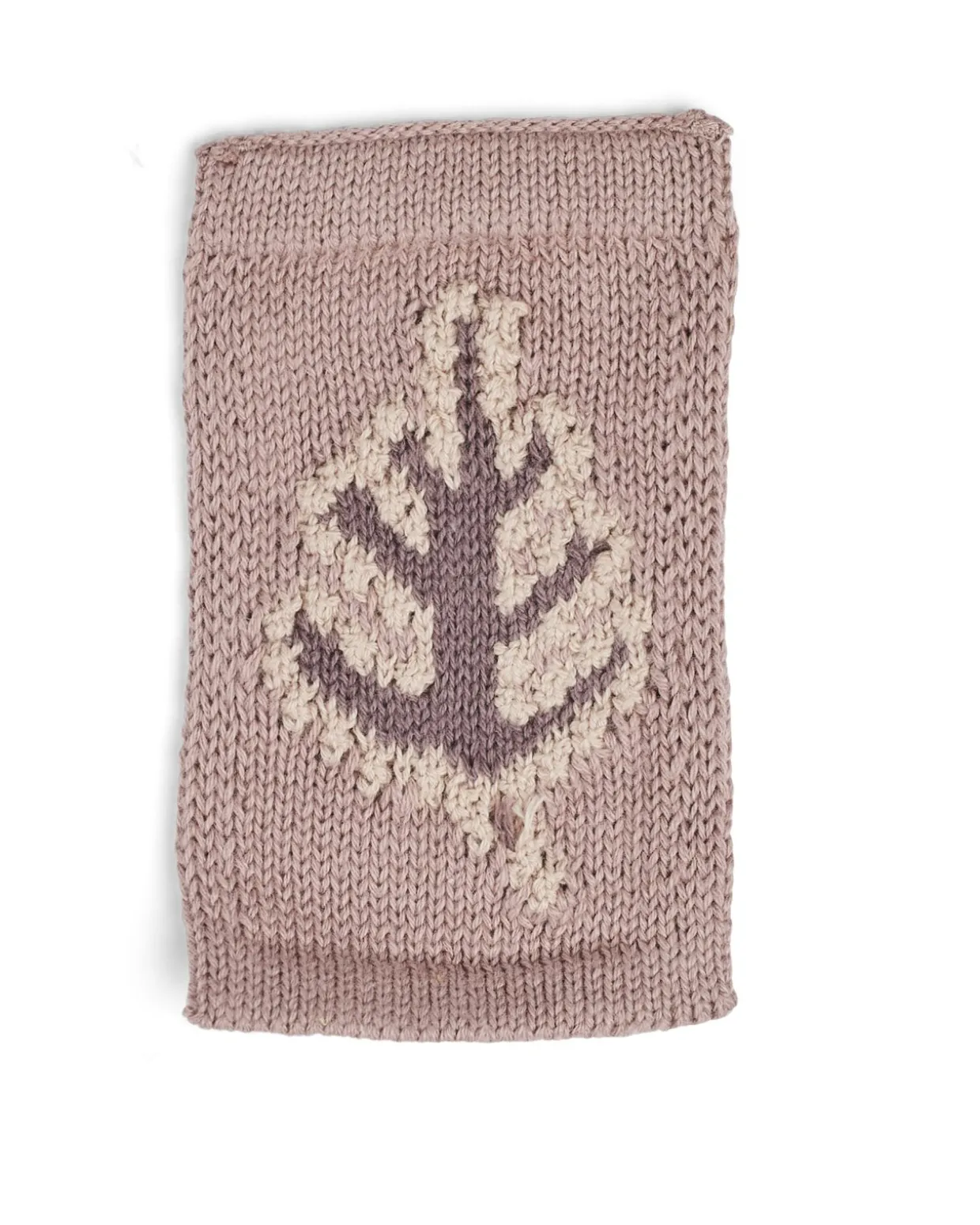 Strikket flag, blad, rosa