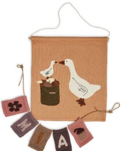 Strikket flag, blomst, rosa