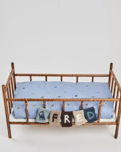 Strikket flag, dino, blå