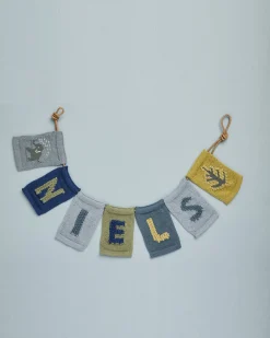 Strikket flag, elefant, blå