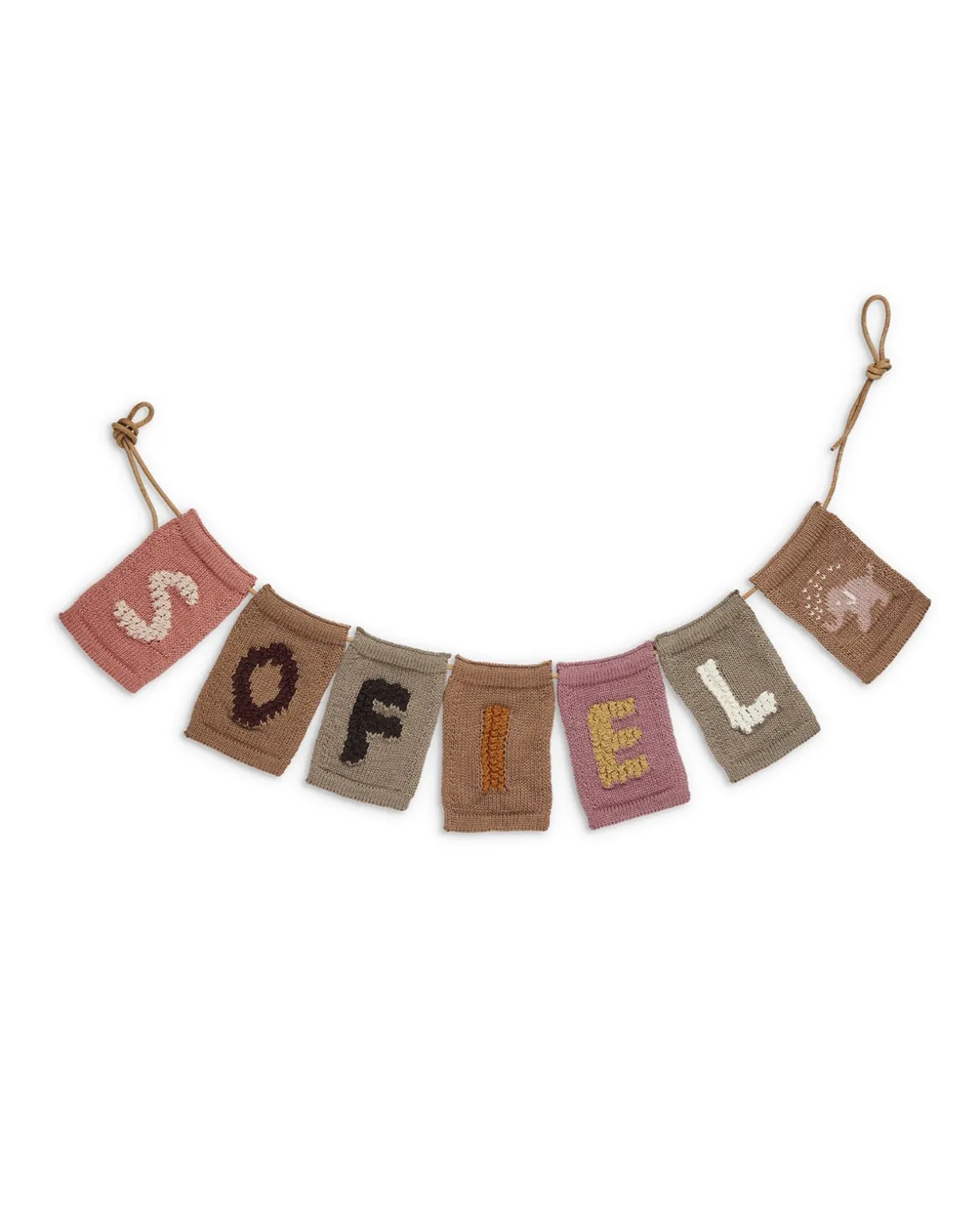 Strikket flag, elefant, rosa