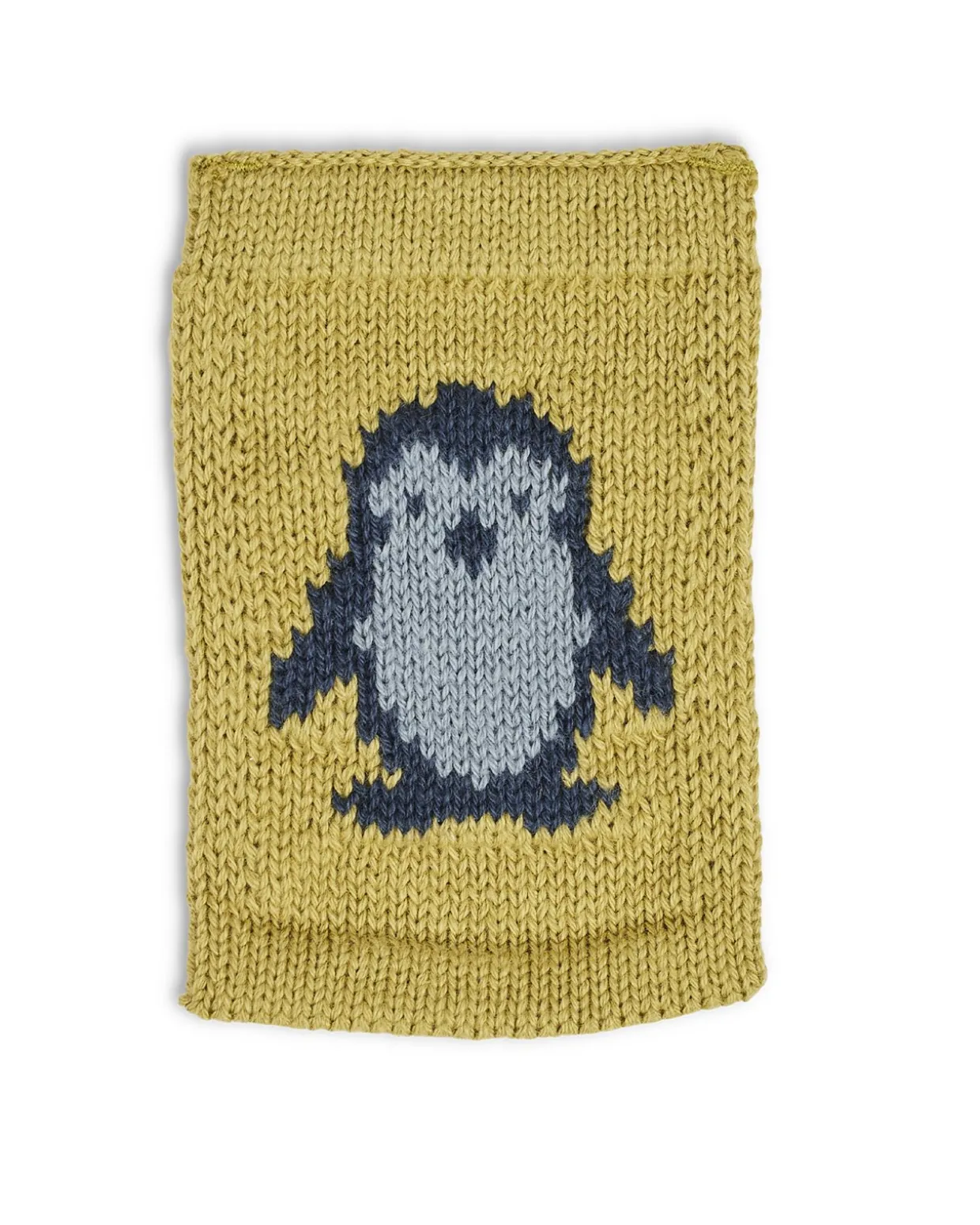 Strikket flag, pingvin, blå