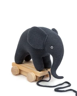 Træk dyr, elefant, strikket mørk denim
