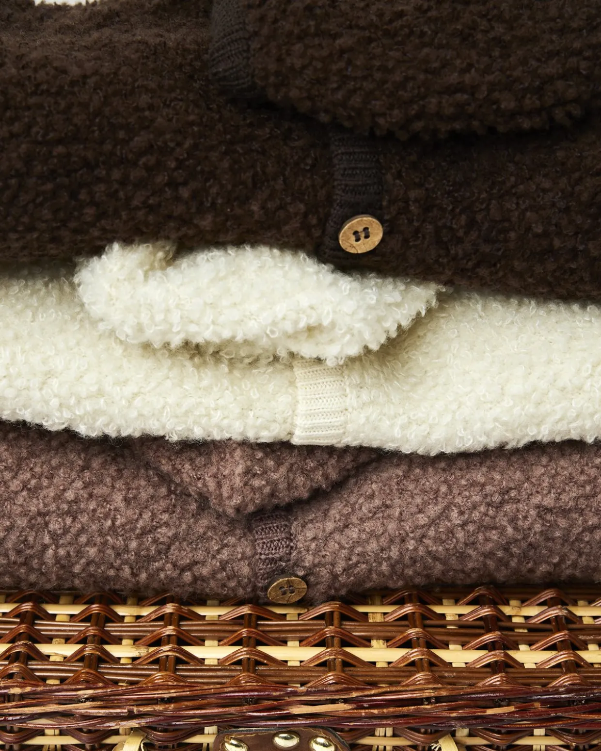 Vest bouclé merino uld, brown