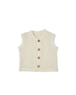 Vest bouclé merino uld, off white