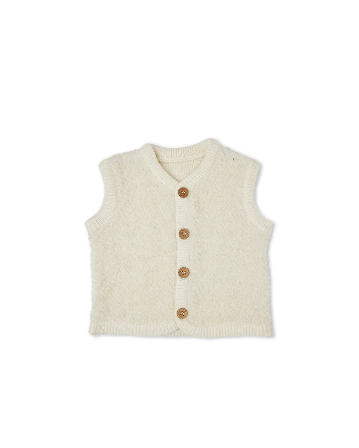 Vest bouclé merino uld, off white