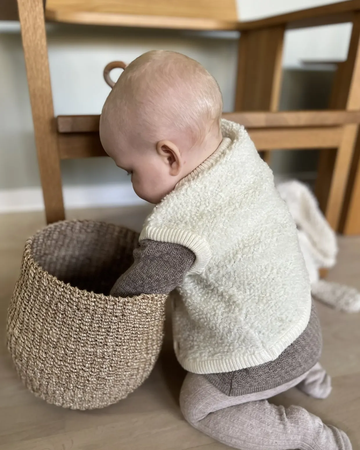 Vest bouclé merino uld, off white