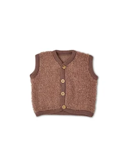 Vest bouclé merino uld, rose brown