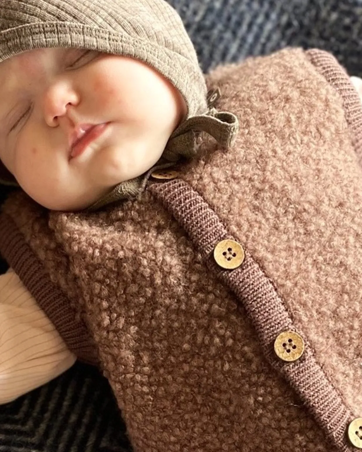 Vest bouclé merino uld, rose brown