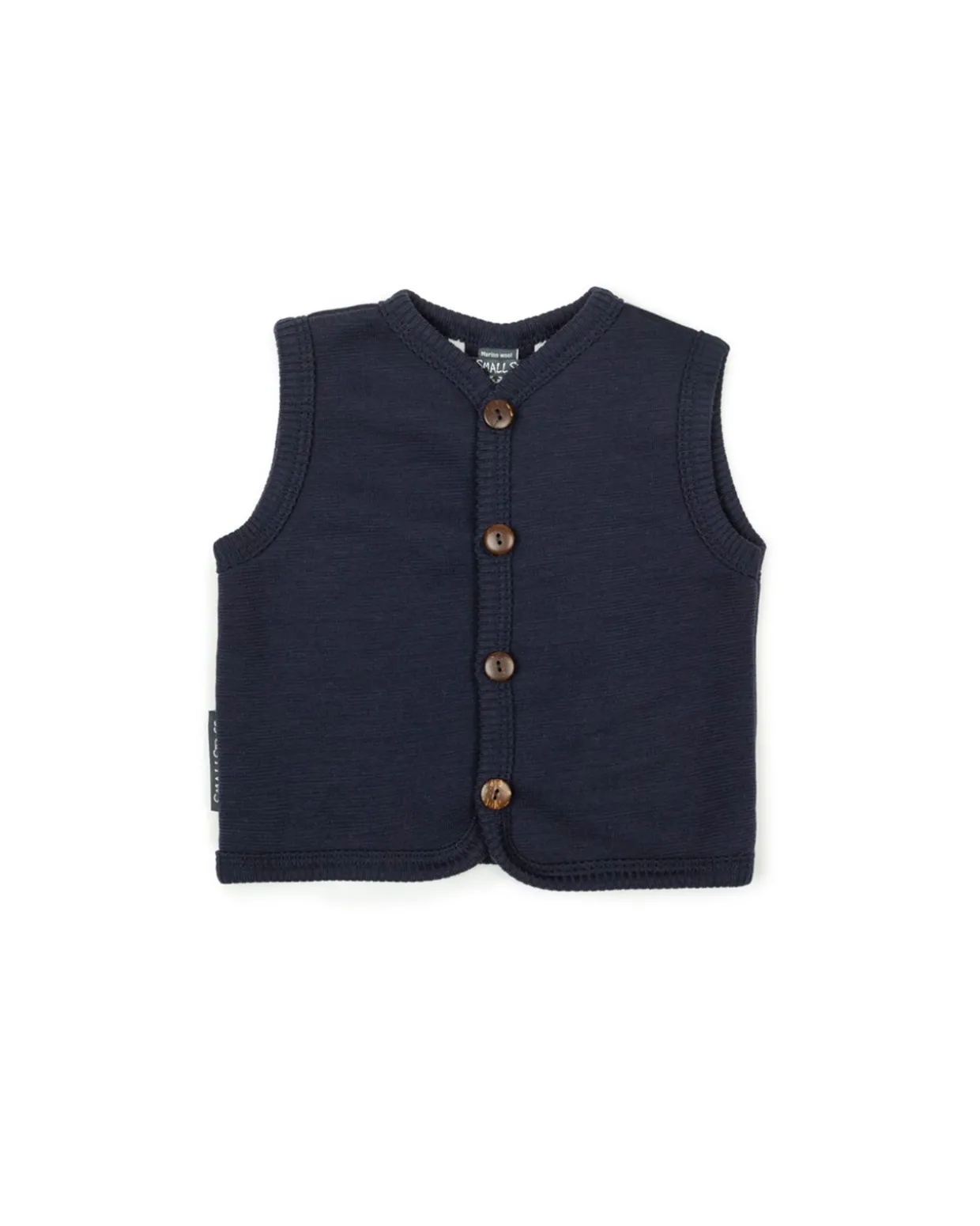 Vest, merino uld m. knapper, navy